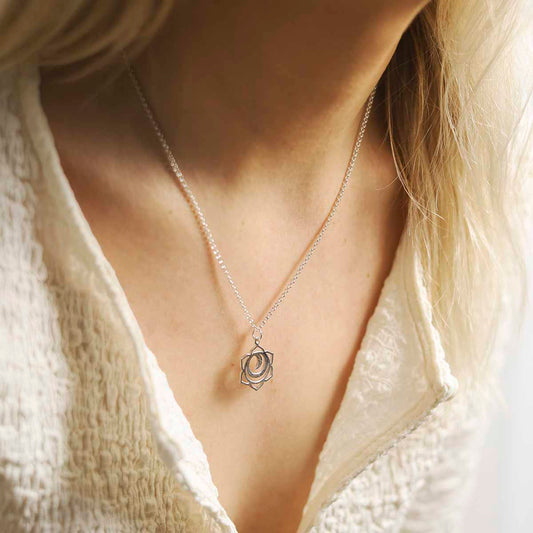 ML818 Sterling Silver Large Sacral Chakra Pendant Necklace Model