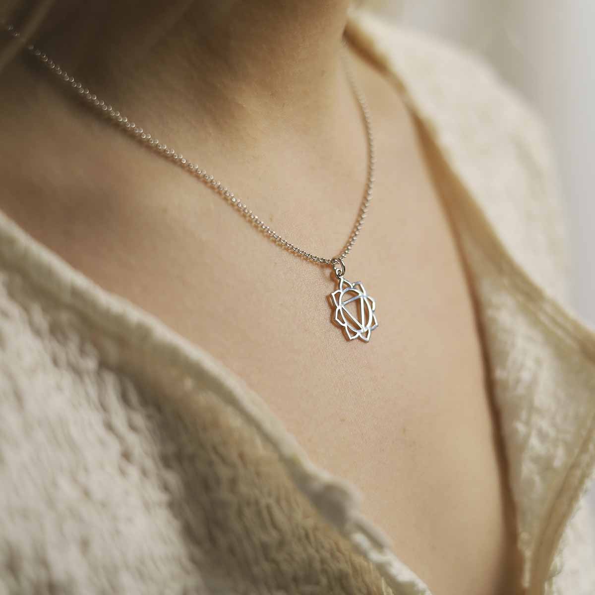 Sterling Silver Large Solar Plexus Chakra Pendant Necklace