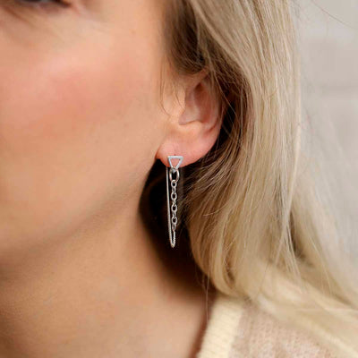 ML783 Sterling Silver Unity Chain Stud Earrings Model