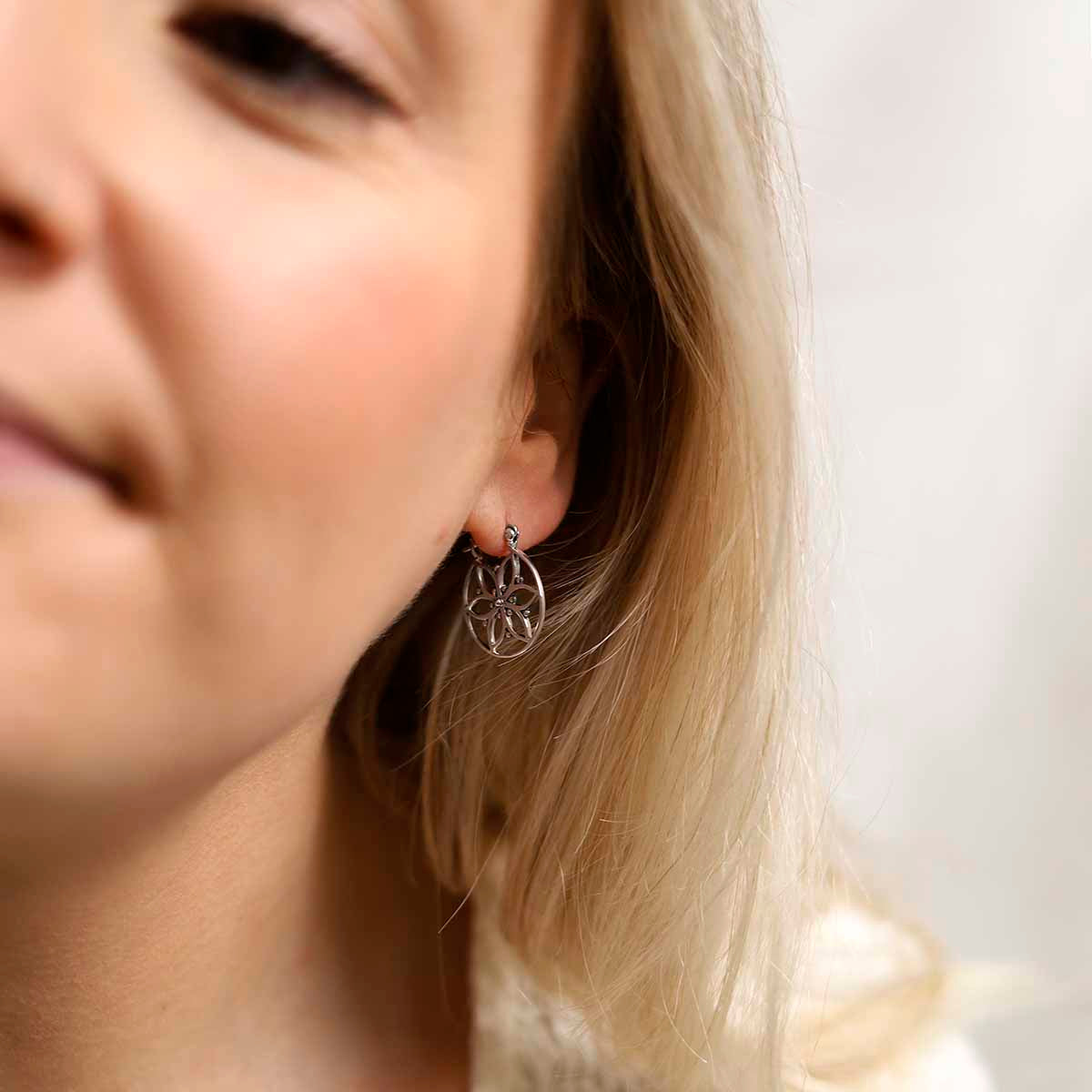 Sterling Silver Flora Hoop Earrings