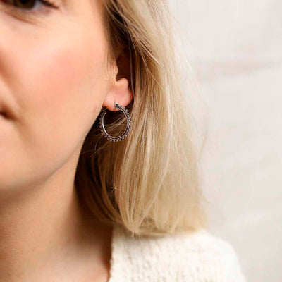 ML804 Sterling Silver Large Circle Detail Hoops Model