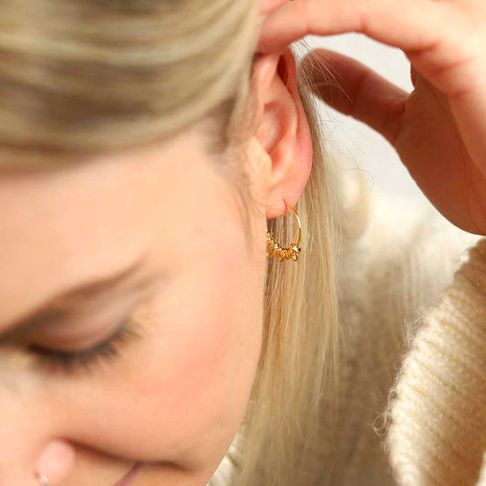 ML918G Gold Plated Silver Boho Hoops Model