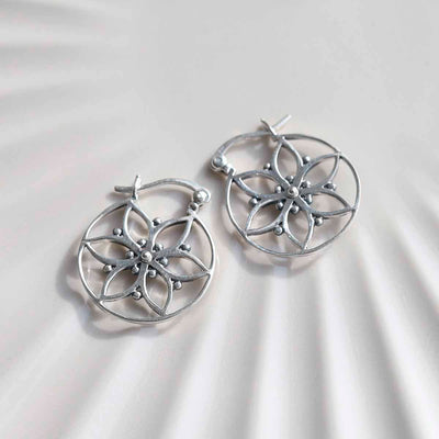 ML802 Sterling Silver Flora Hoop Earrings 1