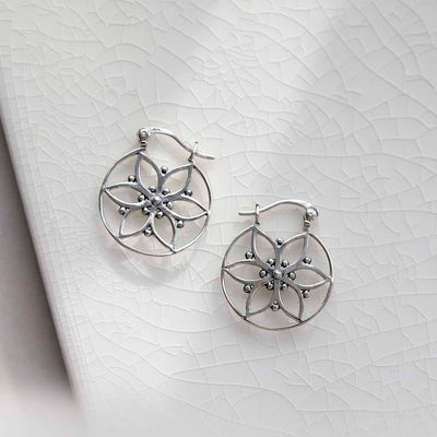 ML802 Sterling Silver Flora Hoop Earrings 2