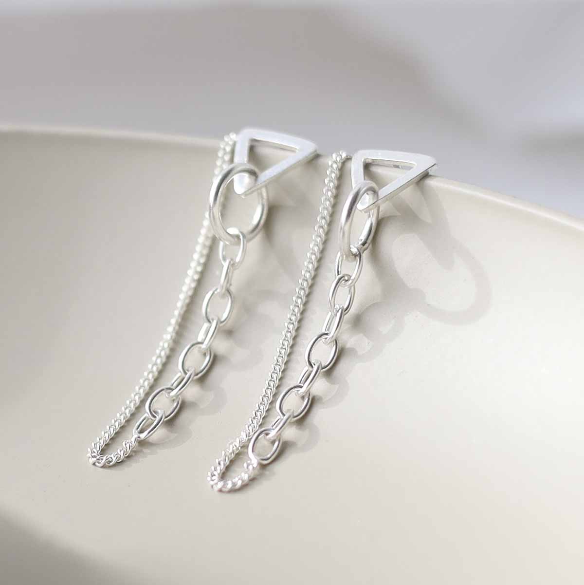 Sterling Silver Unity Chain Stud Earrings
