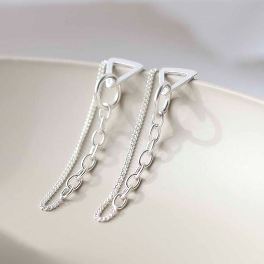 ML783 Sterling Silver Unity Chain Stud Earrings 1