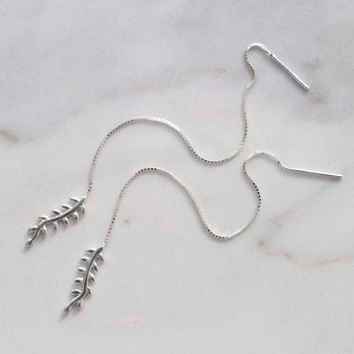 ML799 Sterling Silver Fern Threader Earrings 3