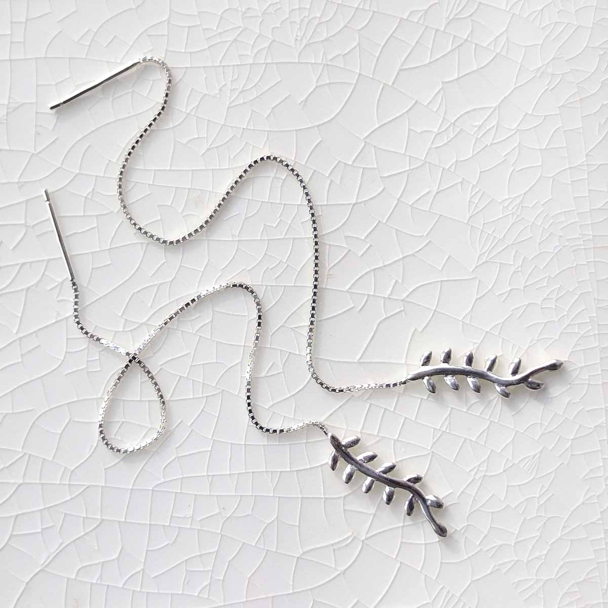 Sterling Silver Fern Threader Earrings