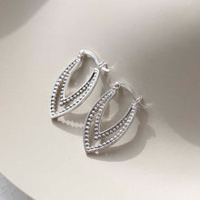 ML823 Sterling Silver Beaded Leaf Hoop Earrings 3