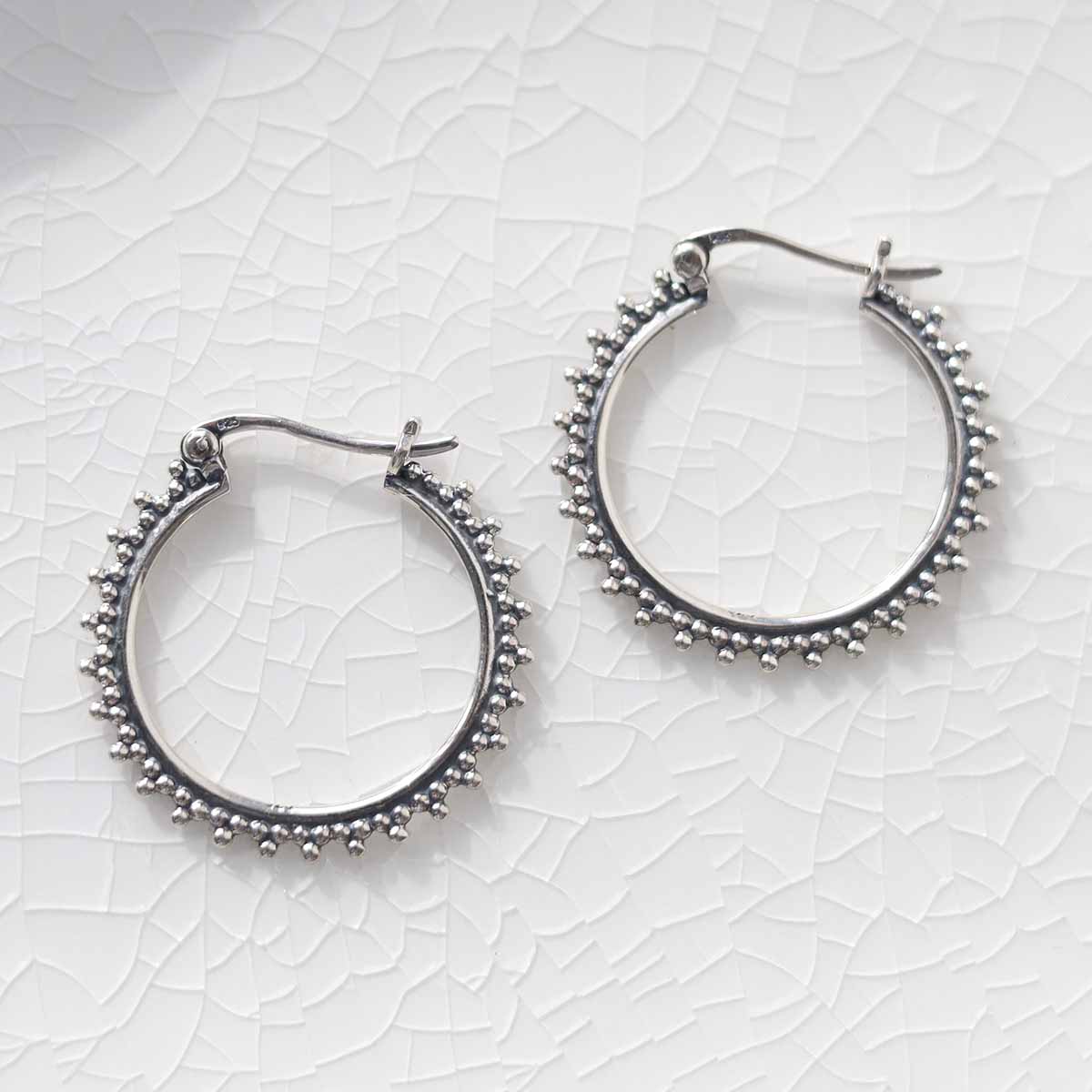 Sterling Silver Large Circle Detail Hoops