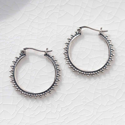 ML804 Sterling Silver Large Circle Detail Hoops 3