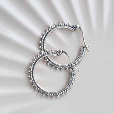ML804 Sterling Silver Large Circle Detail Hoops 1