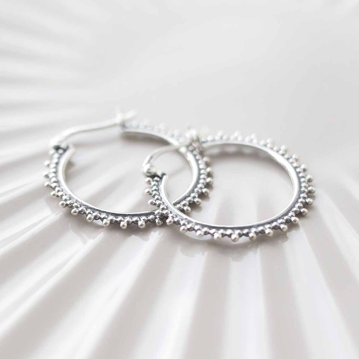 Sterling Silver Large Circle Detail Hoops