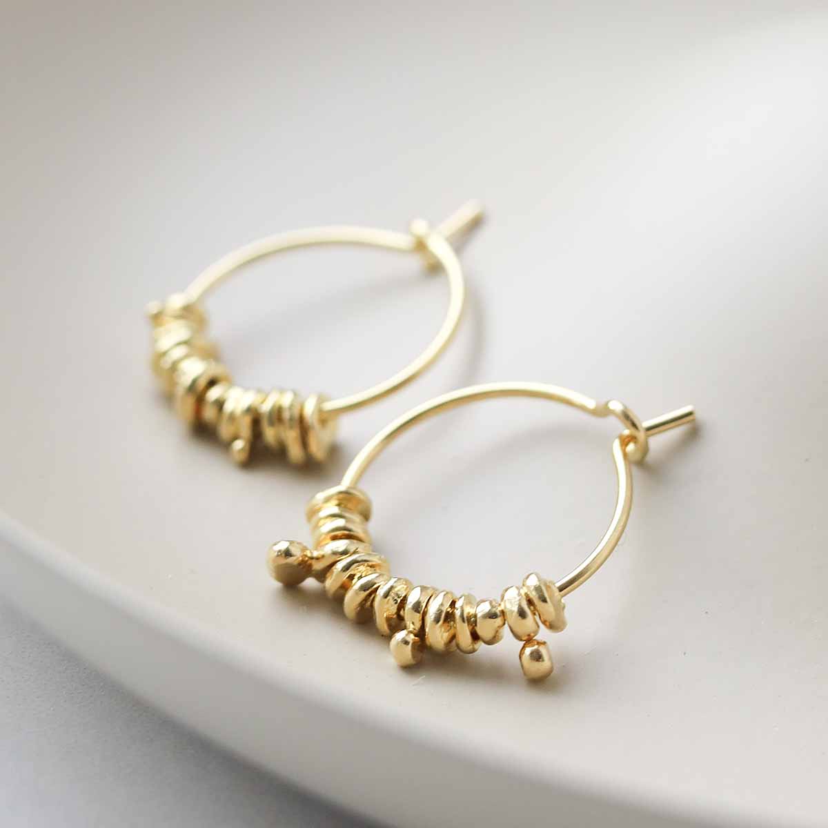Gold Plated Silver Boho Hoops