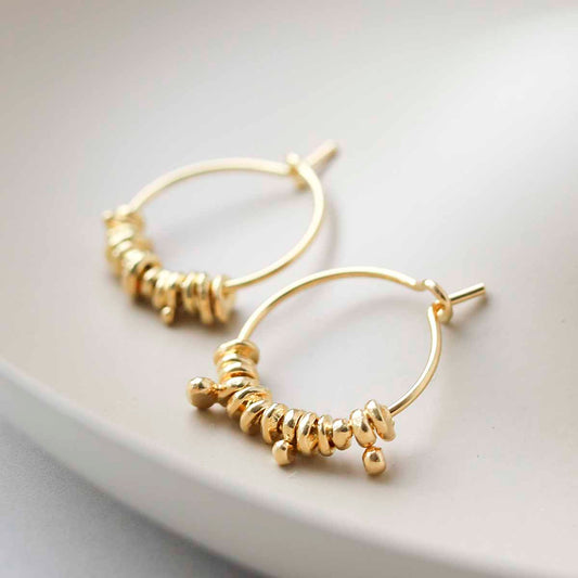ML918G Gold Plated Silver Boho Hoops 1