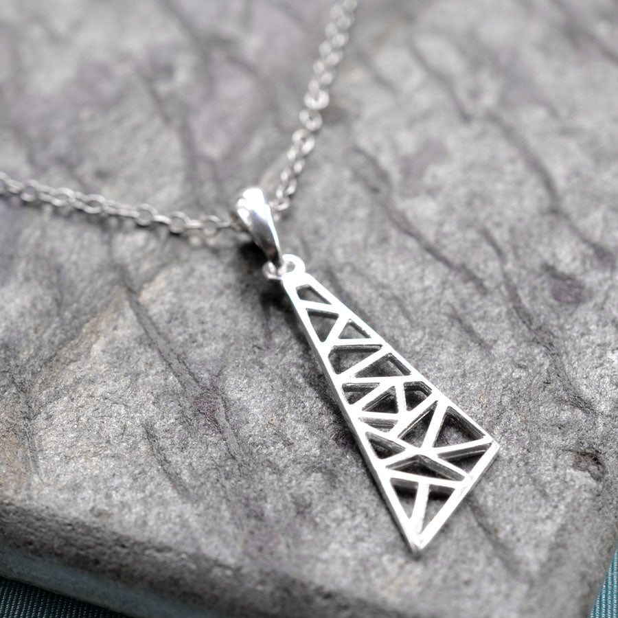 Sterling Silver Asymmetric Triangle Necklace