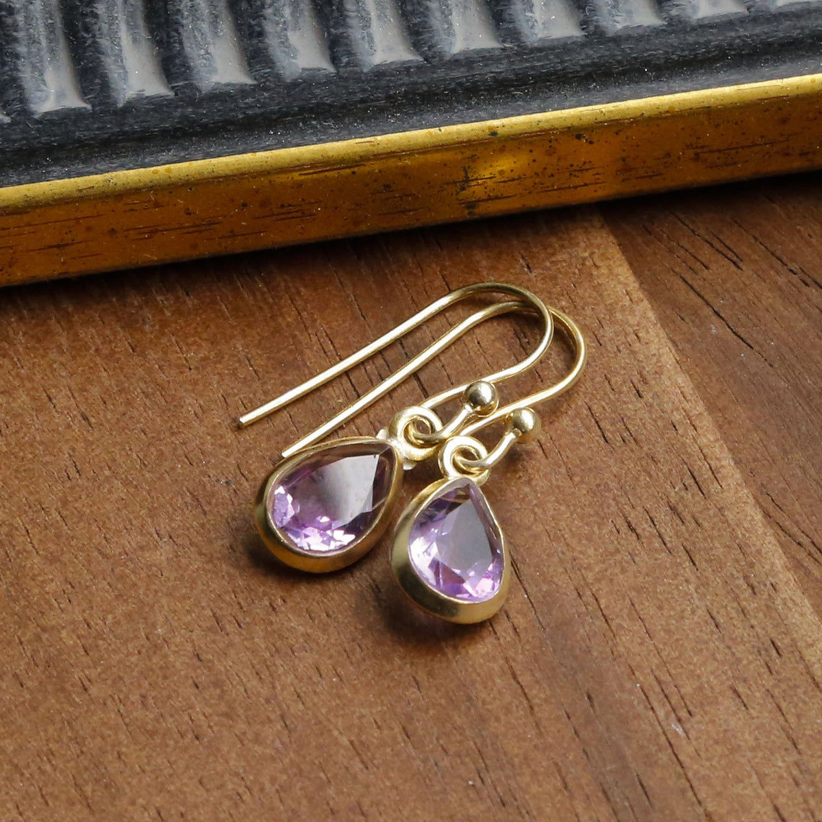 Sterling Silver Dangly Amethyst Teardrop Earrings