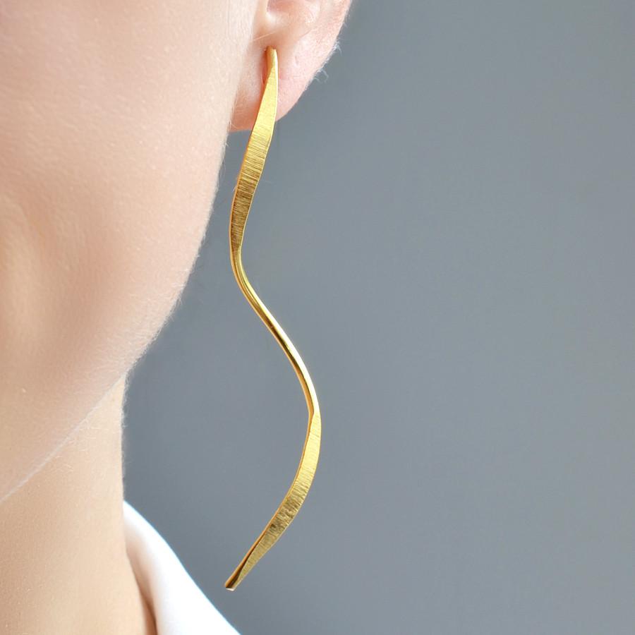 Sterling Silver Gold Plated Ribbon Stud Earrings