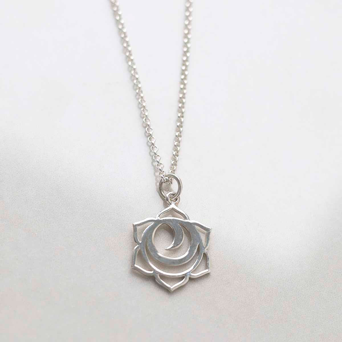Sterling Silver Large Sacral Chakra Pendant Necklace