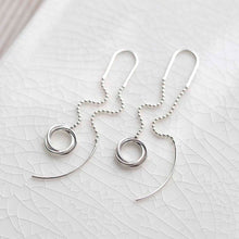 ML796 Sterling Silver Simple Rings Threader Earrings 3