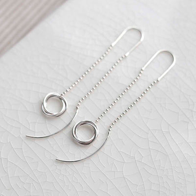 ML796 Sterling Silver Simple Rings Threader Earrings 2 copy