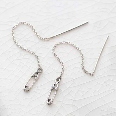 ML797 Sterling Silver Safety Pin Threader Earrings 3 copy