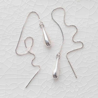 ML791 Sterling Silver Teardrop Threader Earrings copy