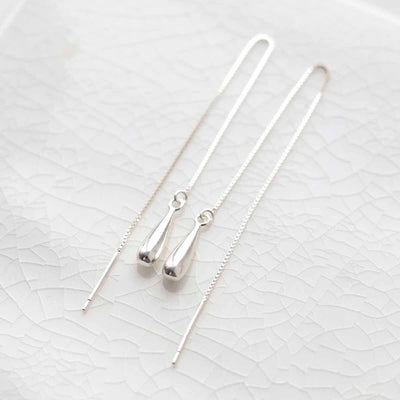 ML791 Sterling Silver Teardrop Threader Earrings 3 copy