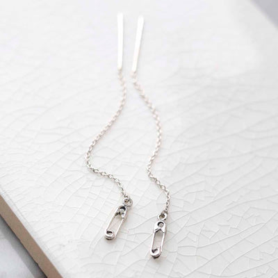 ML797 Sterling Silver Safety Pin Threader Earrings copy