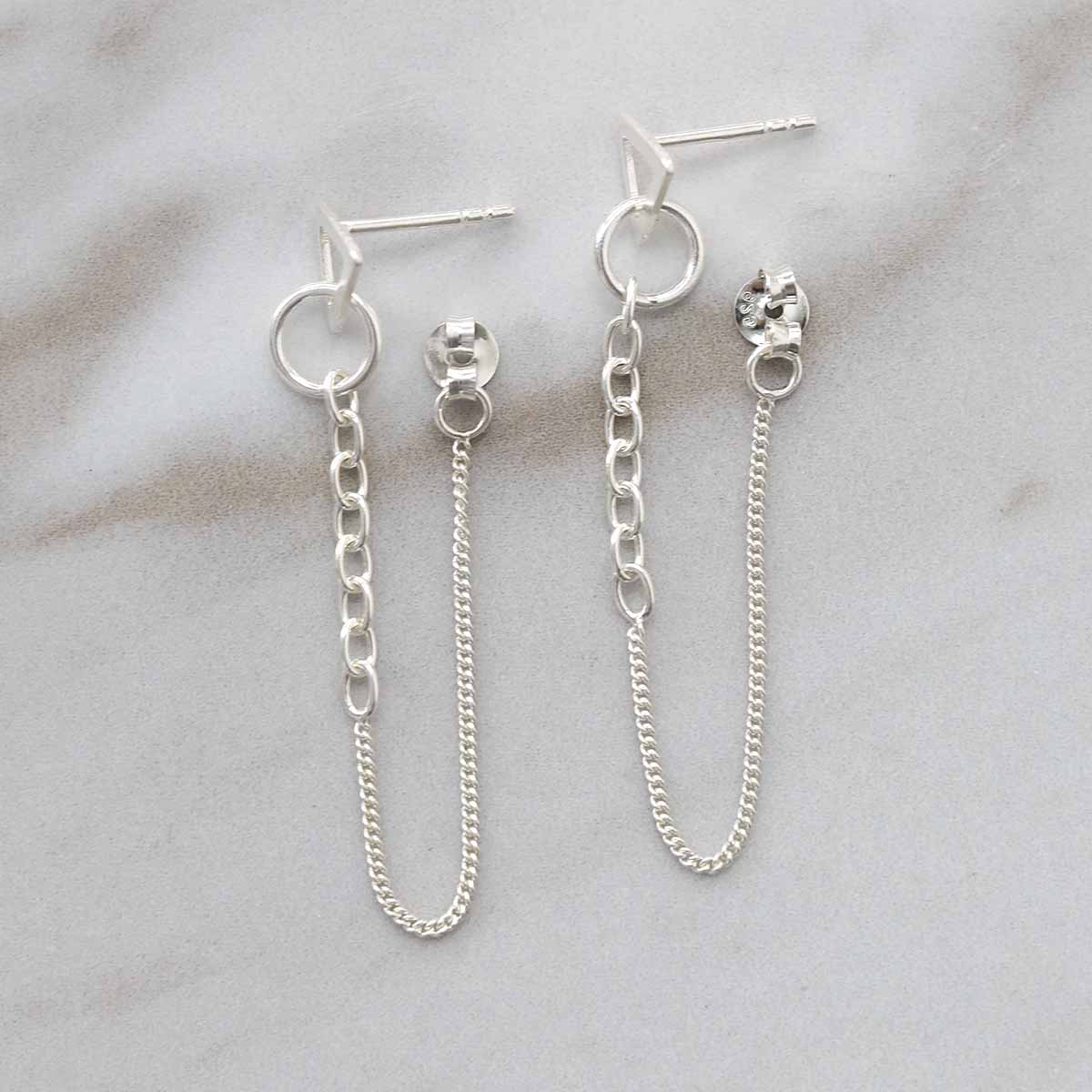 Sterling Silver Unity Chain Stud Earrings