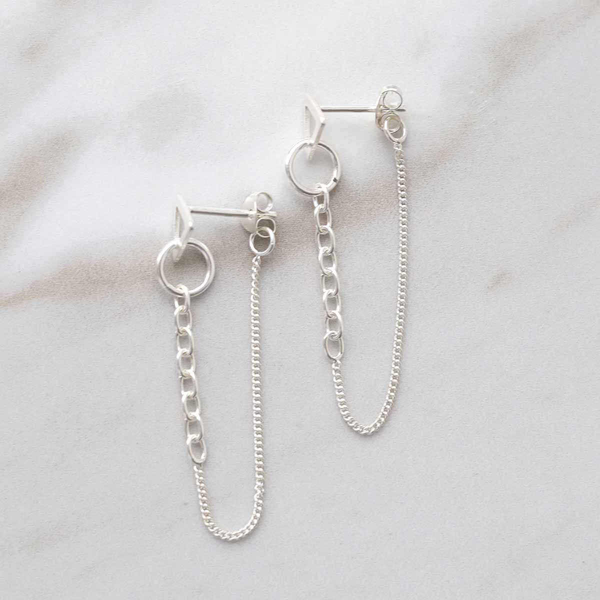 Sterling Silver Unity Chain Stud Earrings