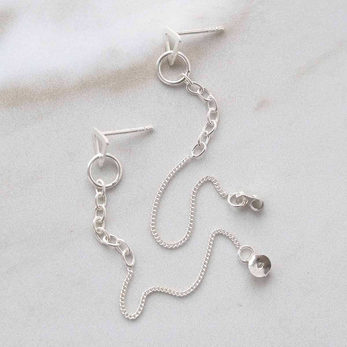 Sterling Silver Unity Chain Stud Earrings