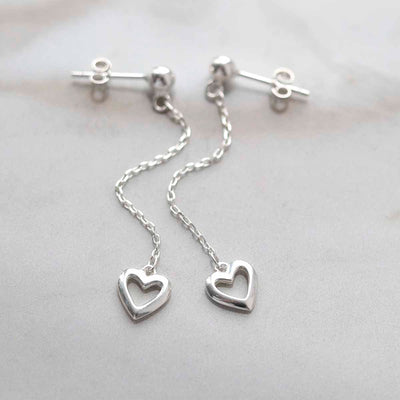 ML800 Sterling Silver Heart Drop Threader Earrings copy