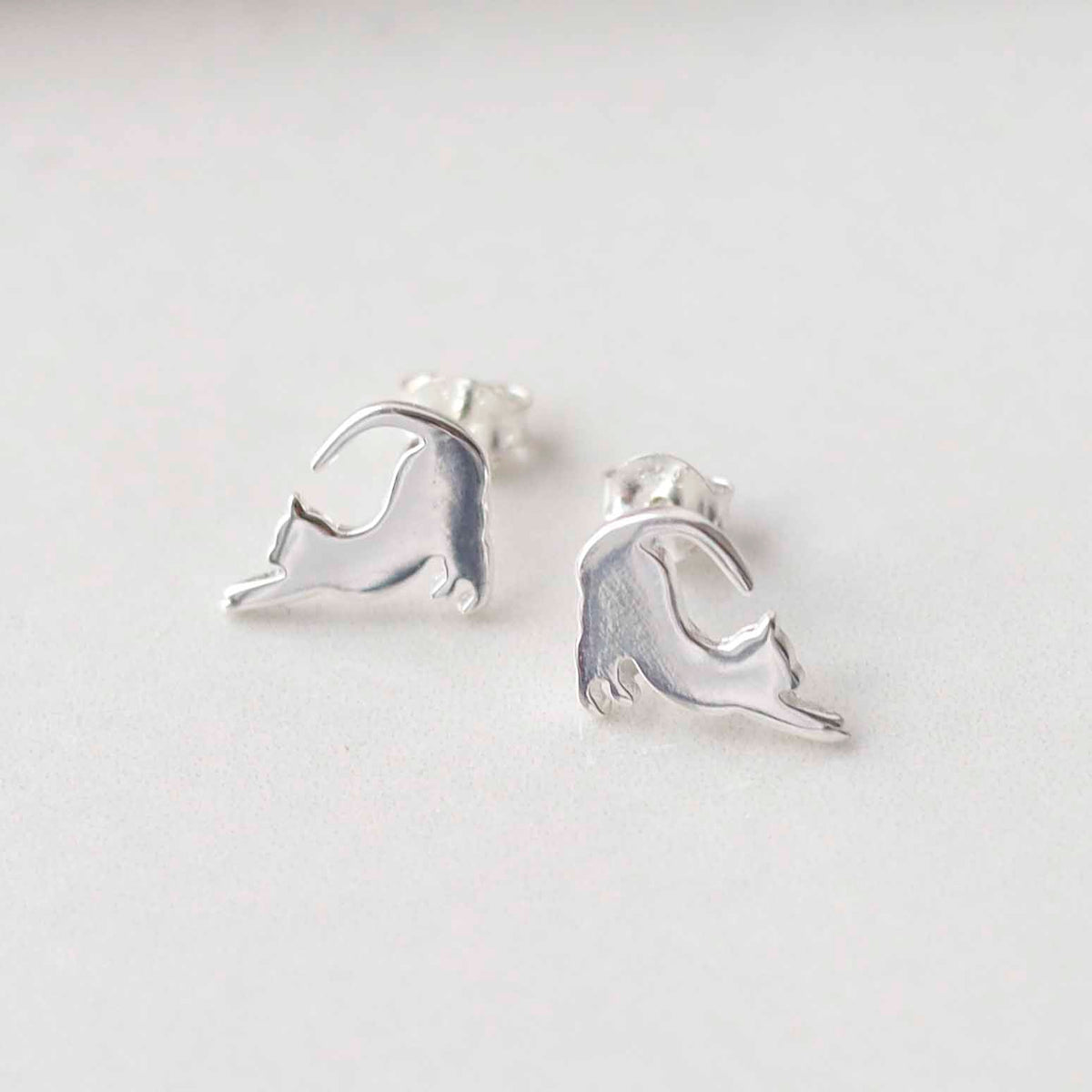 Sterling Silver Kitten Stud Earrings