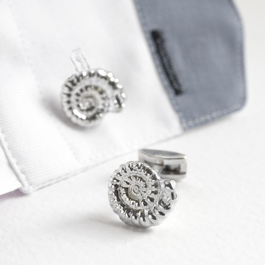 Sterling Silver Ammonite Cufflinks