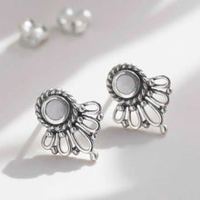 ML780M Sterling Silver Ornate Mother of Pearl Stud Earrings 2