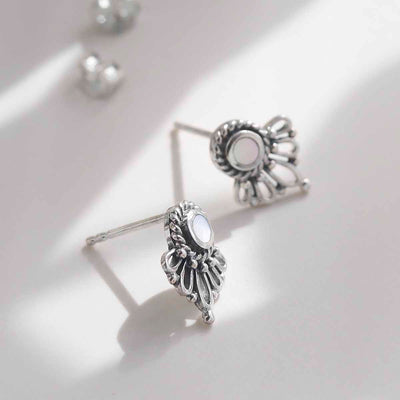 ML780M Sterling Silver Ornate Mother of Pearl Stud Earrings 3