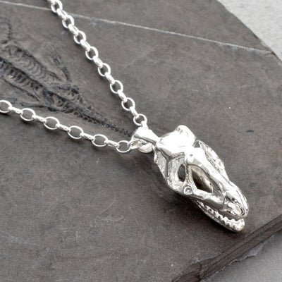 MA39P STERLINGSILVERTREXSKULLNECKLACE 001