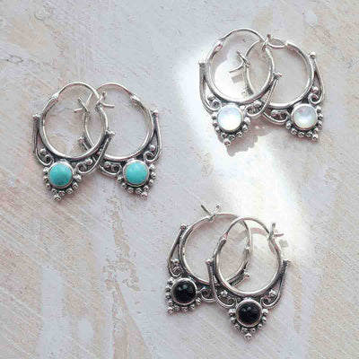 ML781 Sterling Silver Drop Hoop Earrings