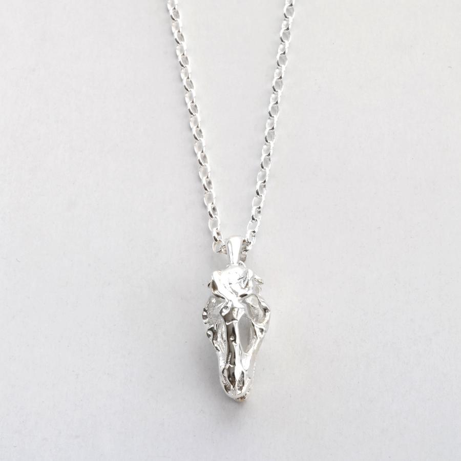 Sterling Silver T-Rex Skull Necklace
