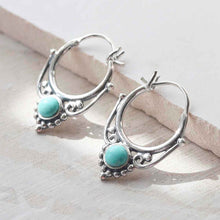 ML781T Sterling Silver Turquoise Drop Hoop Earrings 3