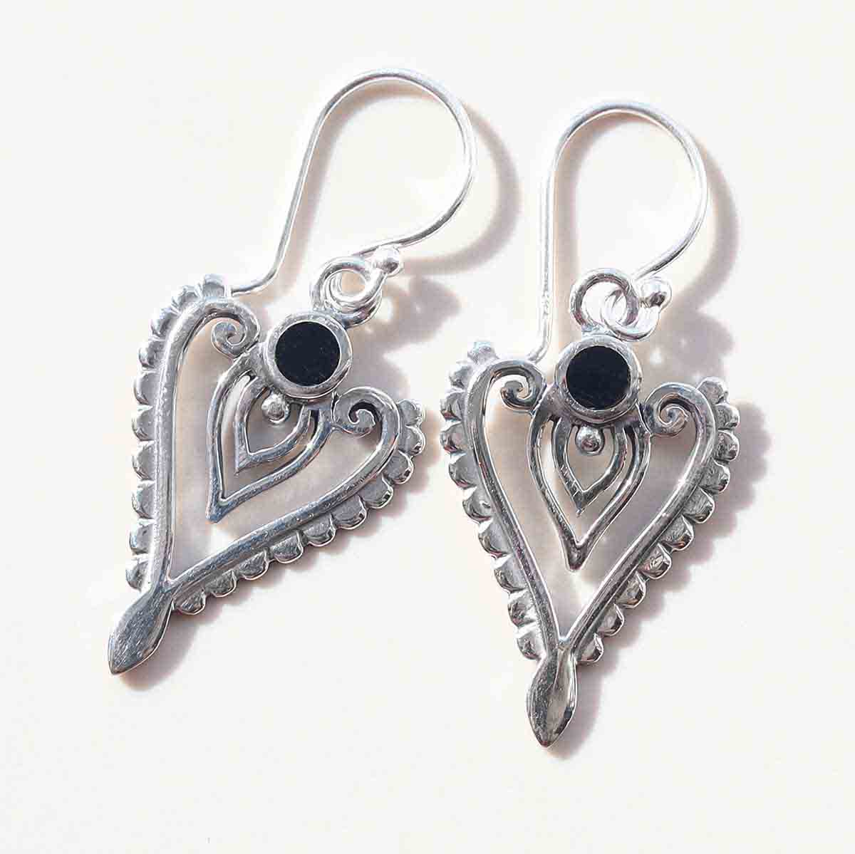 Sterling Silver Onyx Arrow Earrings