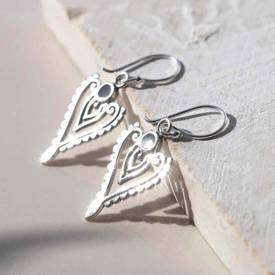 ML782O Sterling Silver Onyx Arrow Earrings 3
