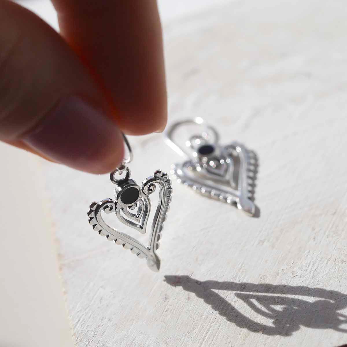 Sterling Silver Onyx Arrow Earrings