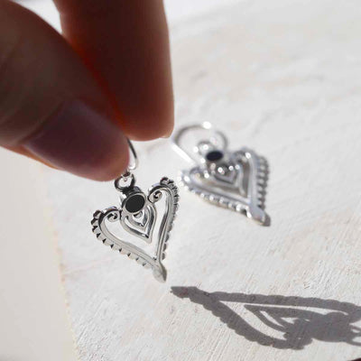 ML782O Sterling Silver Onyx Arrow Earrings
