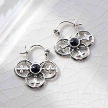 ML788O Sterling Silver Onyx Royal Hoop Earrings 3
