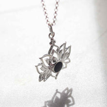 ML812O Sterling Silver Onyx Lotus Pendant Necklace 3