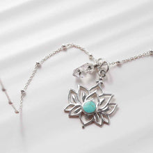ML812T Sterling Silver Turquoise Lotus Pendant Necklace 4
