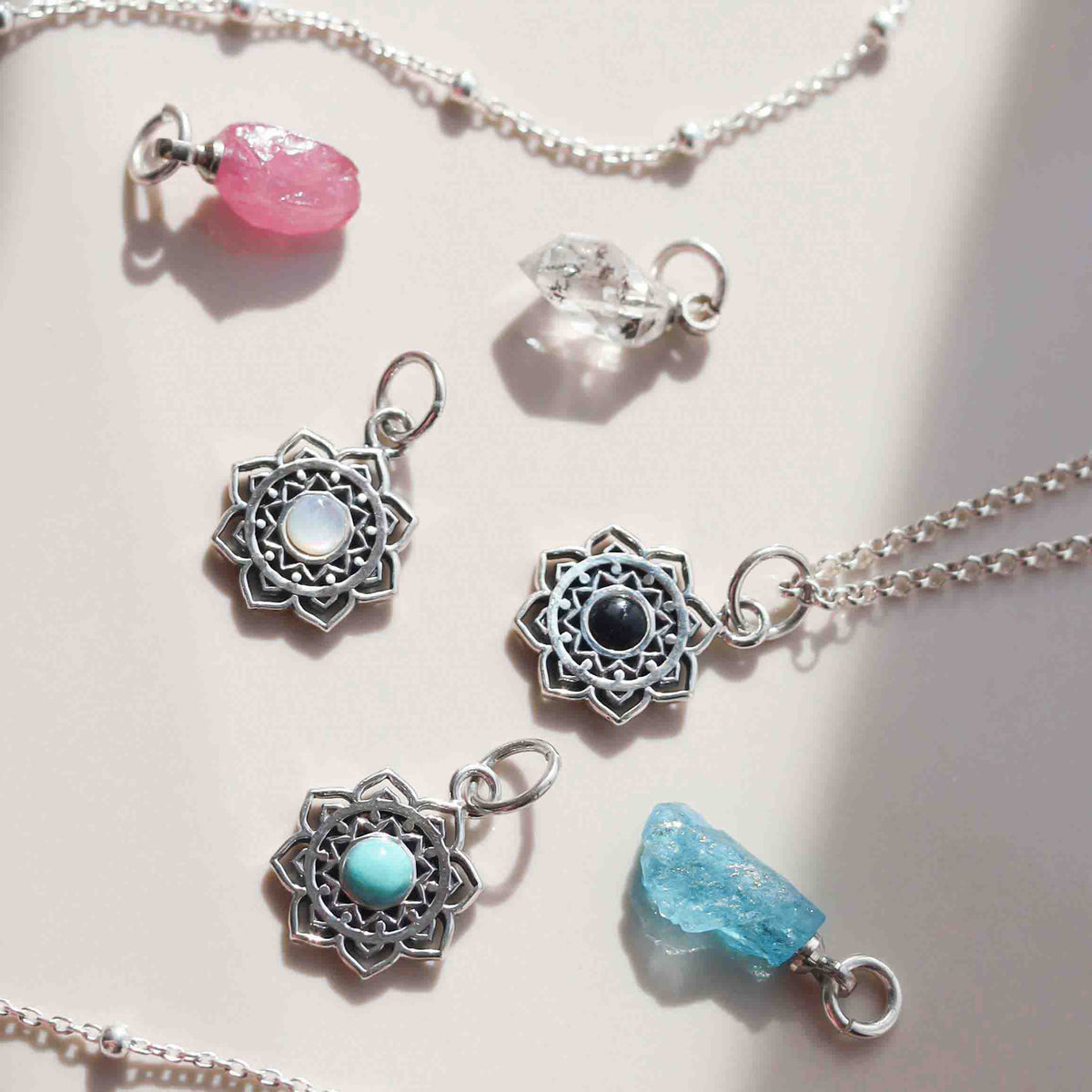 Sterling Silver Onyx Moroccan Flower Necklace
