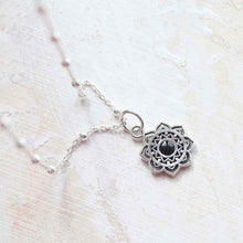 ML820O Sterling Silver Onyx Moroccan Flower Necklace 2